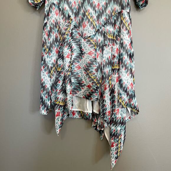 ISABEL MARANT ÉTOILE Enna Silk Chiffon Asymmetrical Dress Size XS White Black - Picture 8 of 16